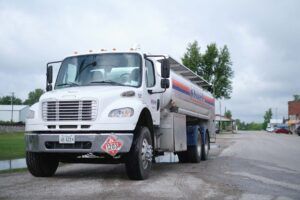 Knapp fuel truck parked on the street in Xenia, Illinois