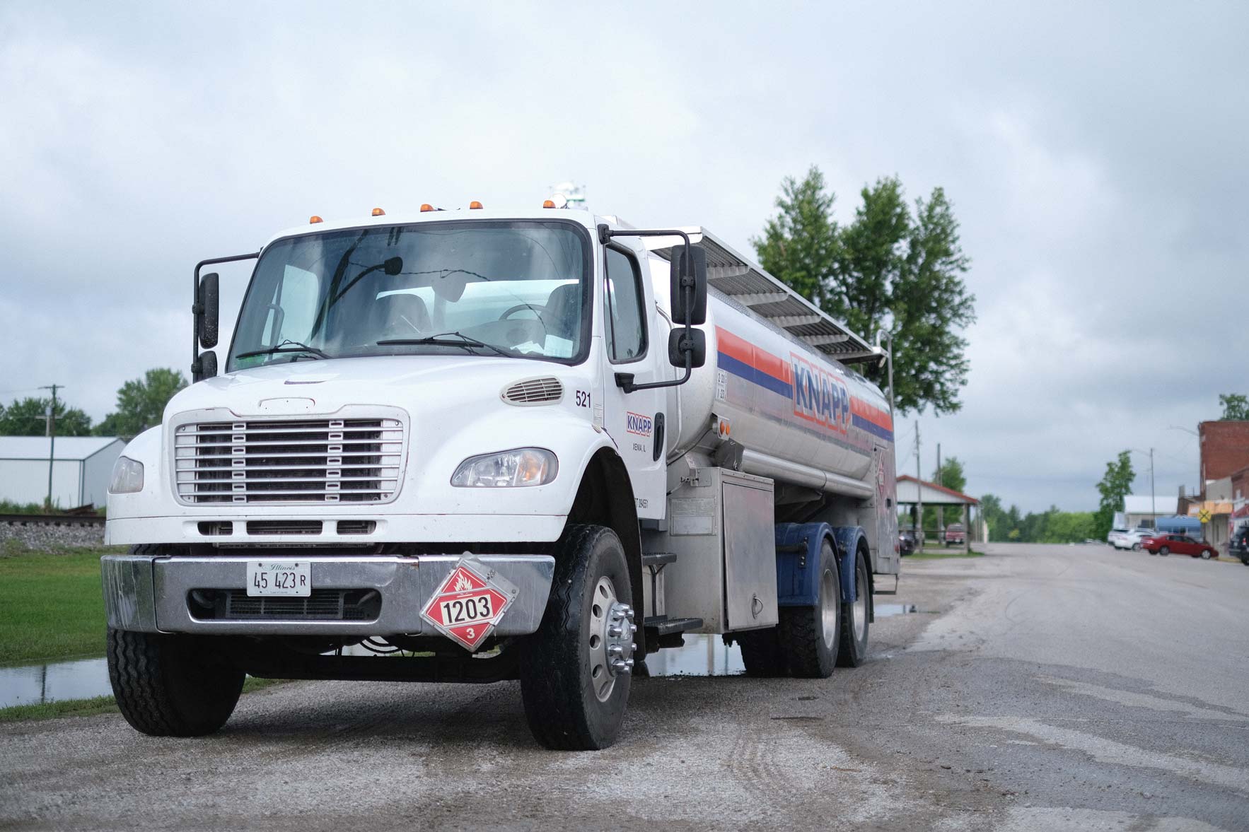Knapp fuel truck parked on the street in Xenia, Illinois